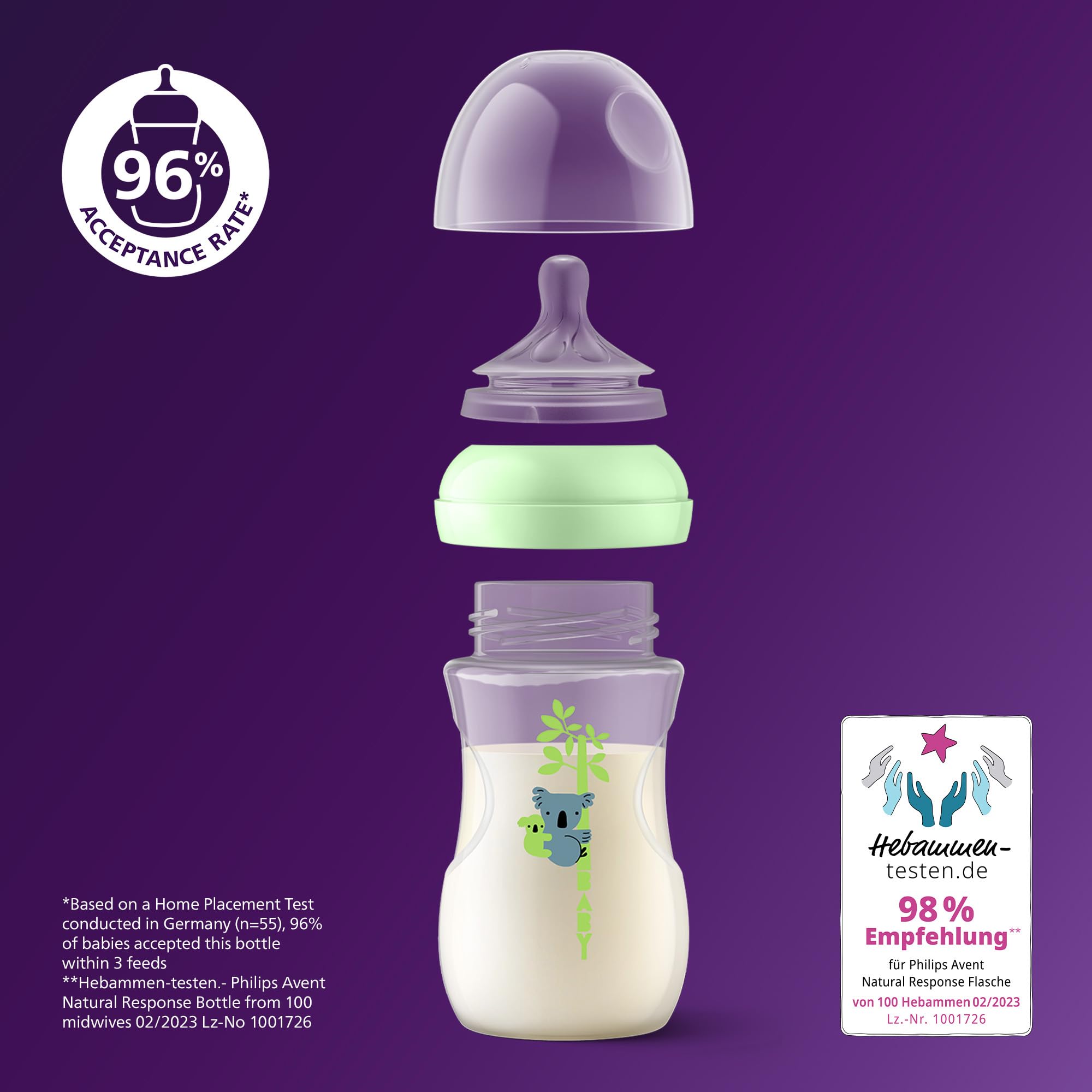 Philips Avent Natural Response Baby Bottles 9oz/260 ml with Medium Flow Teats (Flow 3), 3 Pack, with Tropical Hangout Design, SCY903/73 - Image 2