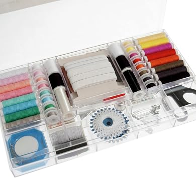 Professional Beginner Essentials Mending Alterations Sewing Kit, 167 Pieces in Clear Plastic Case