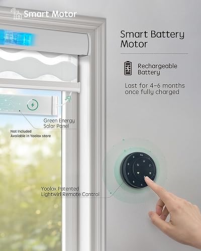 Miniatura 87 de Yoolax Persianas motorizadas con control remoto, persianas motorizadas de cebra compatibles con Alexa, persianas motorizadas de privacidad, 70%
