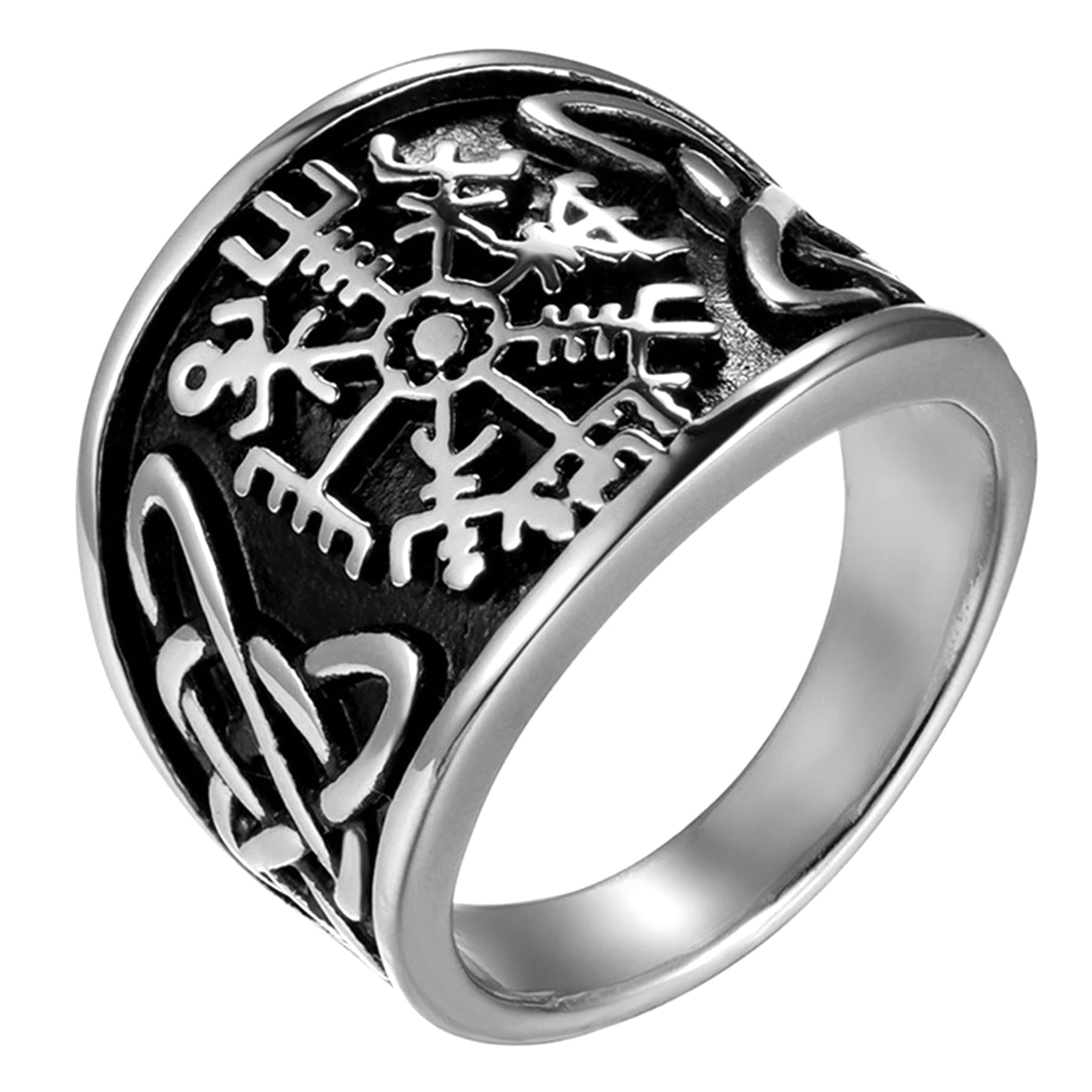 JewelryWe Sieraden Herenring, roestvrij staal, vintage, Viking, runen