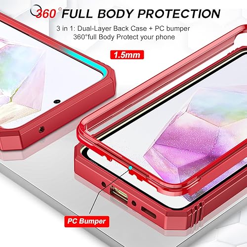 Miniatura 5 de LeYi Funda para teléfono Galaxy A35-5G Protector de pantalla Galaxy A35 5G con protector de pantalla de vidrio templado 3PCS