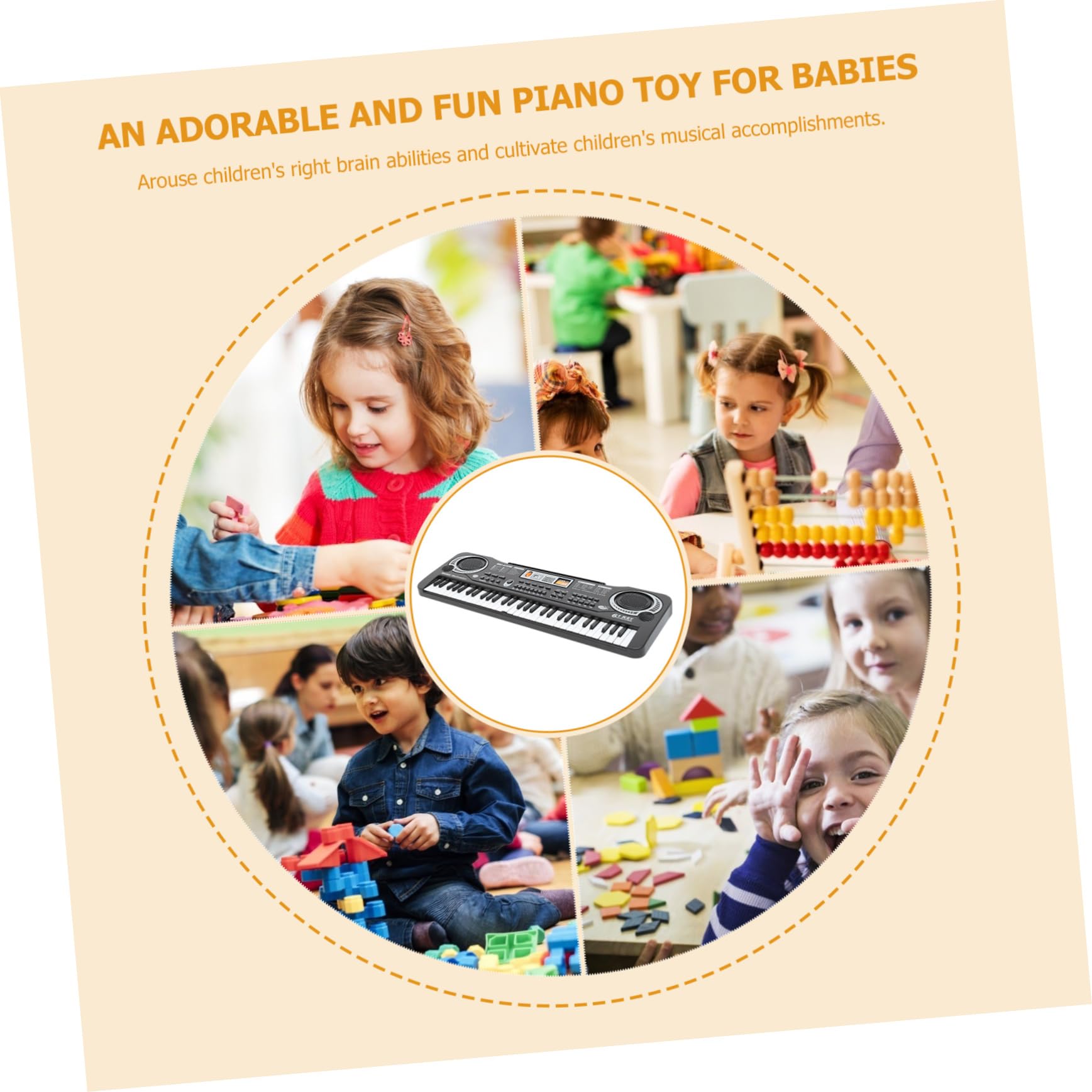 Juguete de Piano Electrónico 61 Teclas Negro Abs para Niños