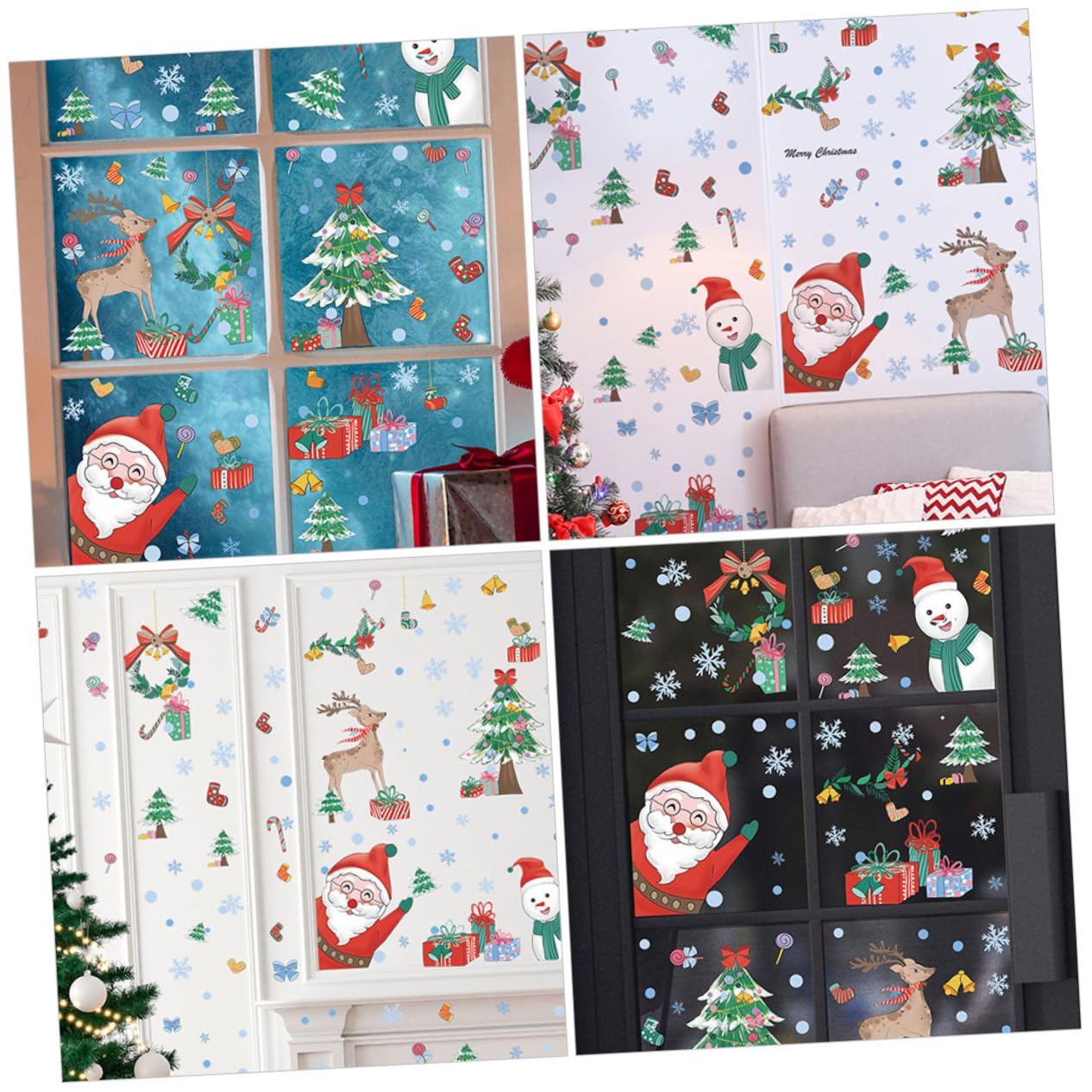 Zerodeko Lot De 5 Autocollants Statiques De Noël En Pvc Motif Dessin Animé Pour Fenêtre Décoration De Noël 6 Feuilles X 5