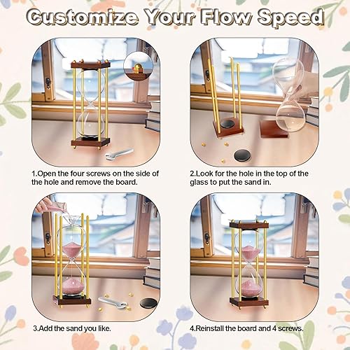 Miniatura 18 de Reloj de arena de arena de 30 minutos: reloj de arena de madera pequeño, reloj de arena, reloj de arena de oro antiguo 30 minutos, reloj de arena