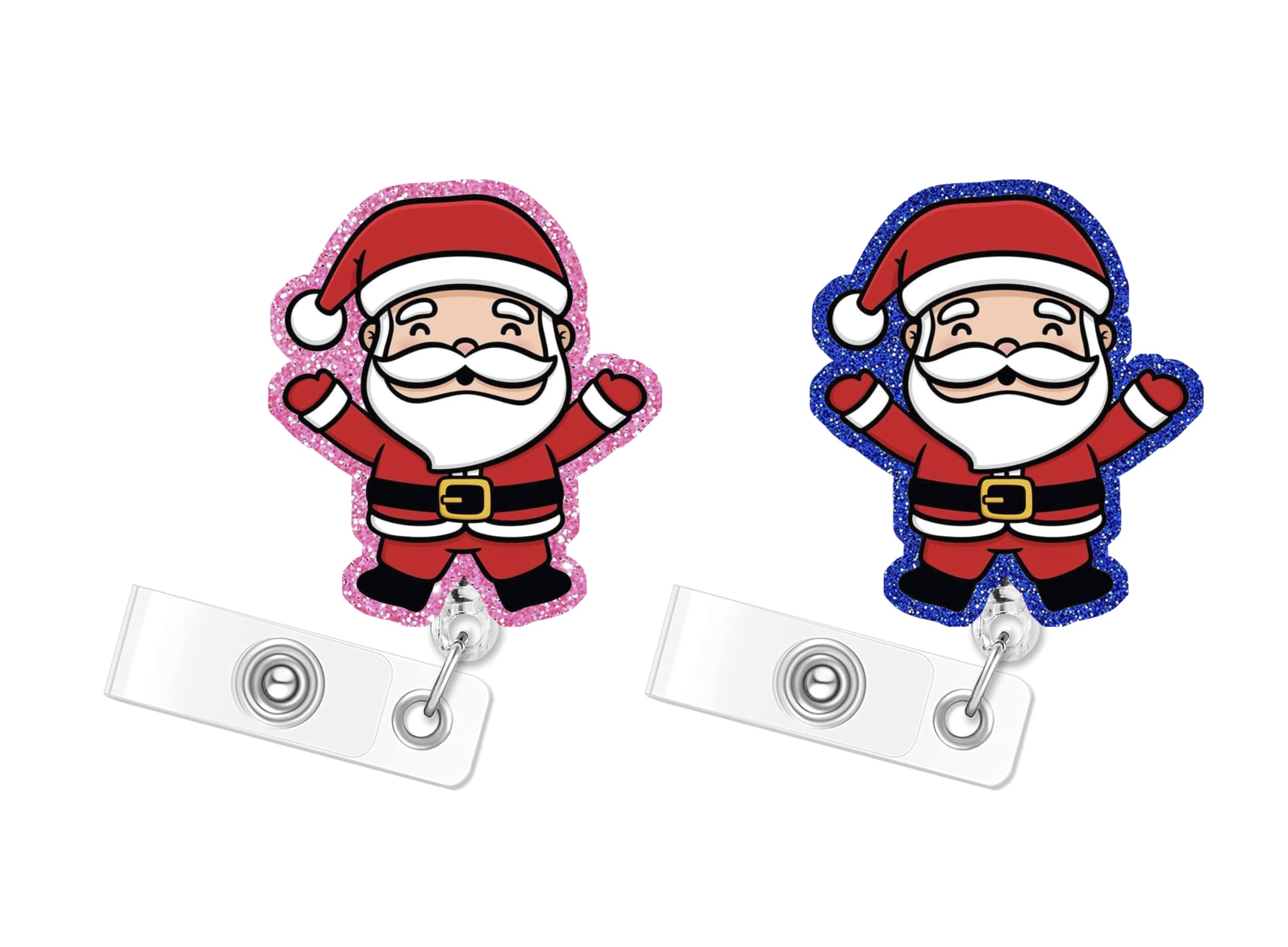 Christmas Santa Claus papa Noel de Navidad Badge Reels Retractable Funny Cute Badge Holder with Badge Reel Unique ID Clip Name Tag Card Badge Clip Gifts Nurse Student Worker Teacher — image 1