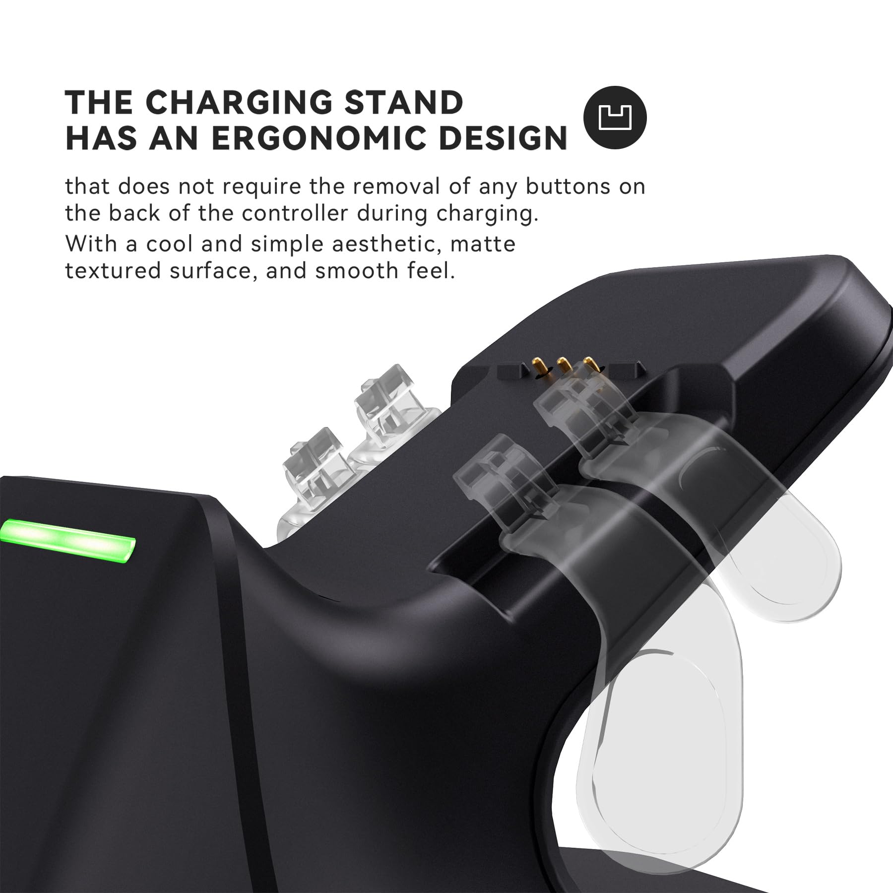 Ladestation für Xbox Elite Series 2 Controller & für ps5/Edge Controller, Kompakter Ständer mit LED-Anzeige & Type C Ladekabel – Schwarz