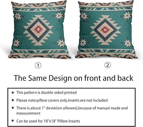Miniatura 6 de Sweetshow Fundas de almohada occidentales de nativos americanos de 24 x 24 pulgadas, fundas decorativas de lino para sofá, patio, dormitorio, sala