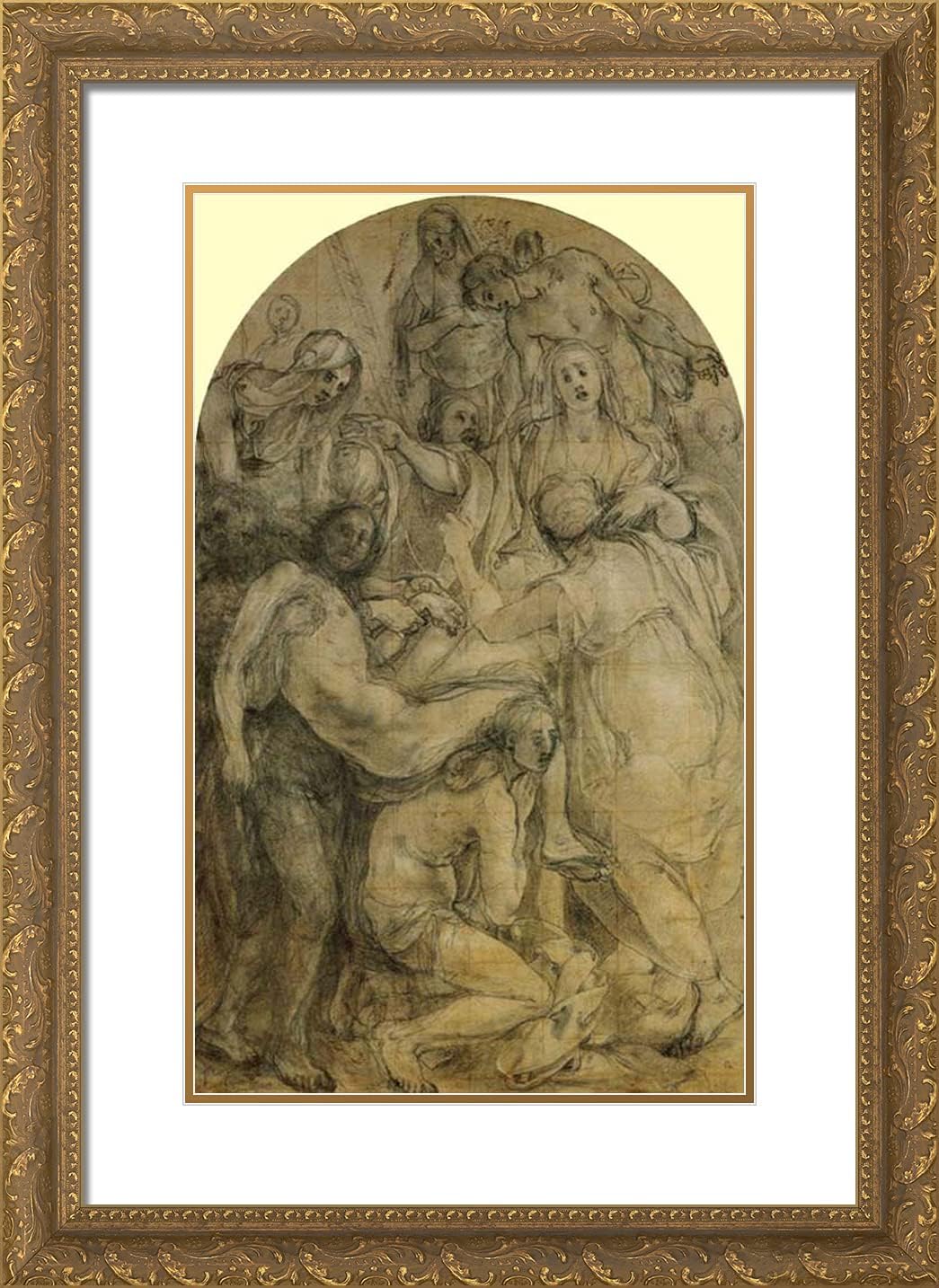 ArtDirect Pontormo, Jacopo 18x24 Gold Ornate Framed Art Print with Double Matting Titled: The Deposition