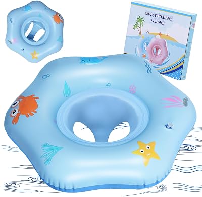 Baby Swimming Ring, Baby Swimming Float, Inflatable Ring with Seat PVC Material Baby Ring Swimming From 12-36 Months toddler Swimming Ring Toy Ideal for Baby Bath Swimming Pool
