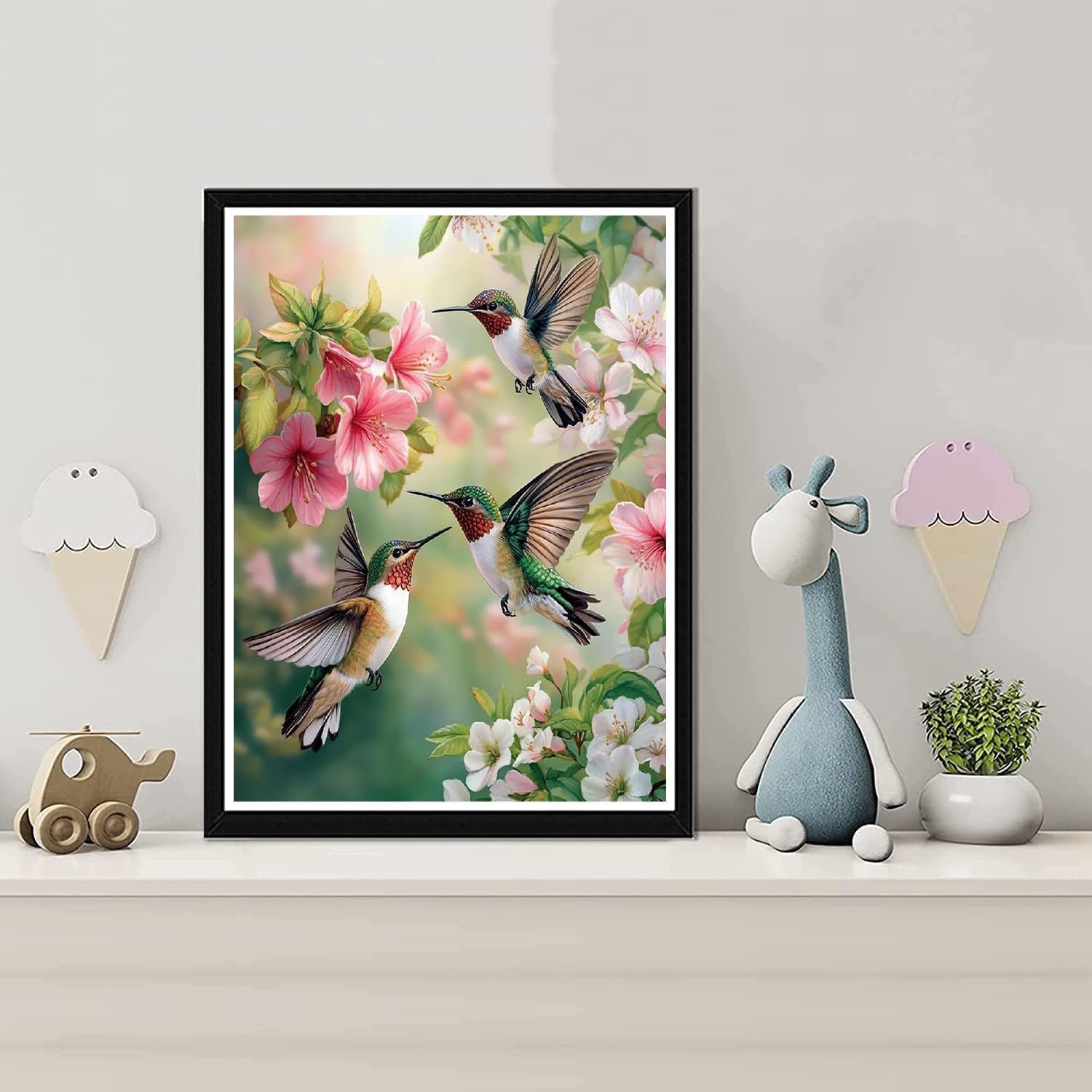 Hummingbird Stamped Cross Stitch Kits for Adults Beginner,Bird Needlepoint Counted Cross Stitch Kits,11 CT Patterns Dimensions Embroidery Craft Kits for Home Wall Decor 12x16 Inch.