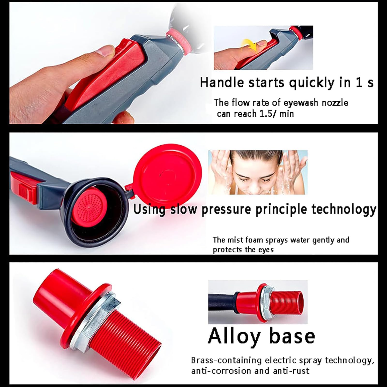 oiakus Single Spray Head Eye Washer, Handheld Eyewash Station with G1/2