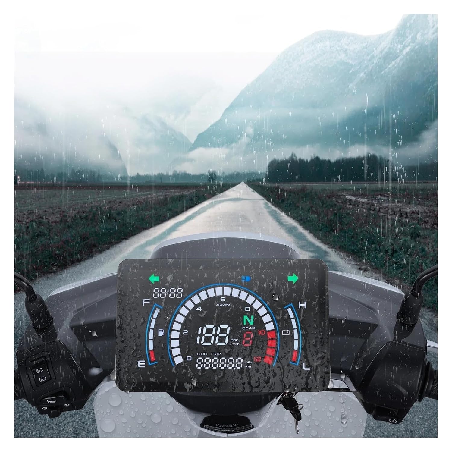 Motorcycle Speedometer Tachometer 12V Motorcycle Instrument Cluster Digital Speedometer Odometer Indicator for HO&ND&A EX5 Universal Dashboard Tachometer
