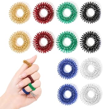 12PCS Acupressure Rings,Sensory Fidget Rings for Kids Spiky Finger Massager