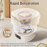 Vista 5 de Foldable Portable Washing Machine Upgraded with Spin Basket,16L Mini Laundry Machine,Automatic 3 Cleaning Modes for Underwear/Baby