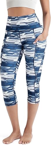 Miniatura 381 de ODODOS - Leggings tipo capri de mujer, no se traslucen y modelan el abdomen, con cintura alta y bolsillos; para hacer yoga, atletismo, ejercicio