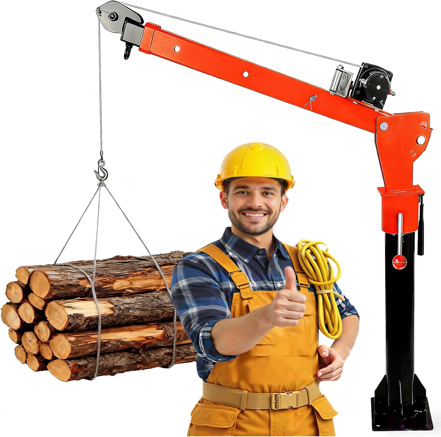 2000LBS Alloy Steel Truck Mounted Crane, 3500LBS 12V Electric Winch, Foldable Jib Crane, 360°Rotation, 3-Arm Adjustment (47.24"-66.93"), for Truck Trunks (3500LBS V2)