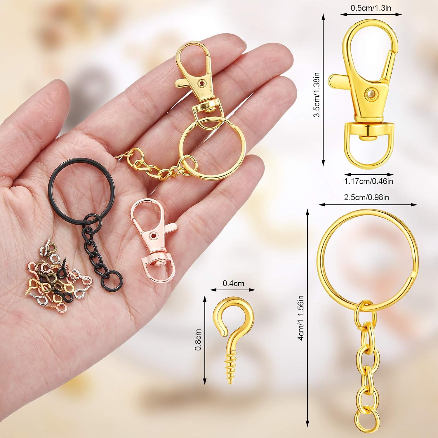Moxweyeni 250 Pieces Lobster Claw Clasps Key Chain Rings for Hanging Include 35 Swivel Snap Clasps 35 Keychain with Open Jump Rings and 180 Screw Eye Pins