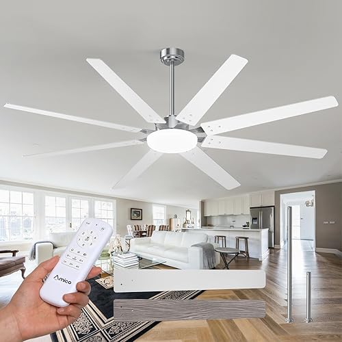 Miniatura 12 de Ventiladores de techo de 72 pulgadas con luces, ventilador de techo grande con luz y control remoto, regulable, 3CCT, silencioso, ventilador de