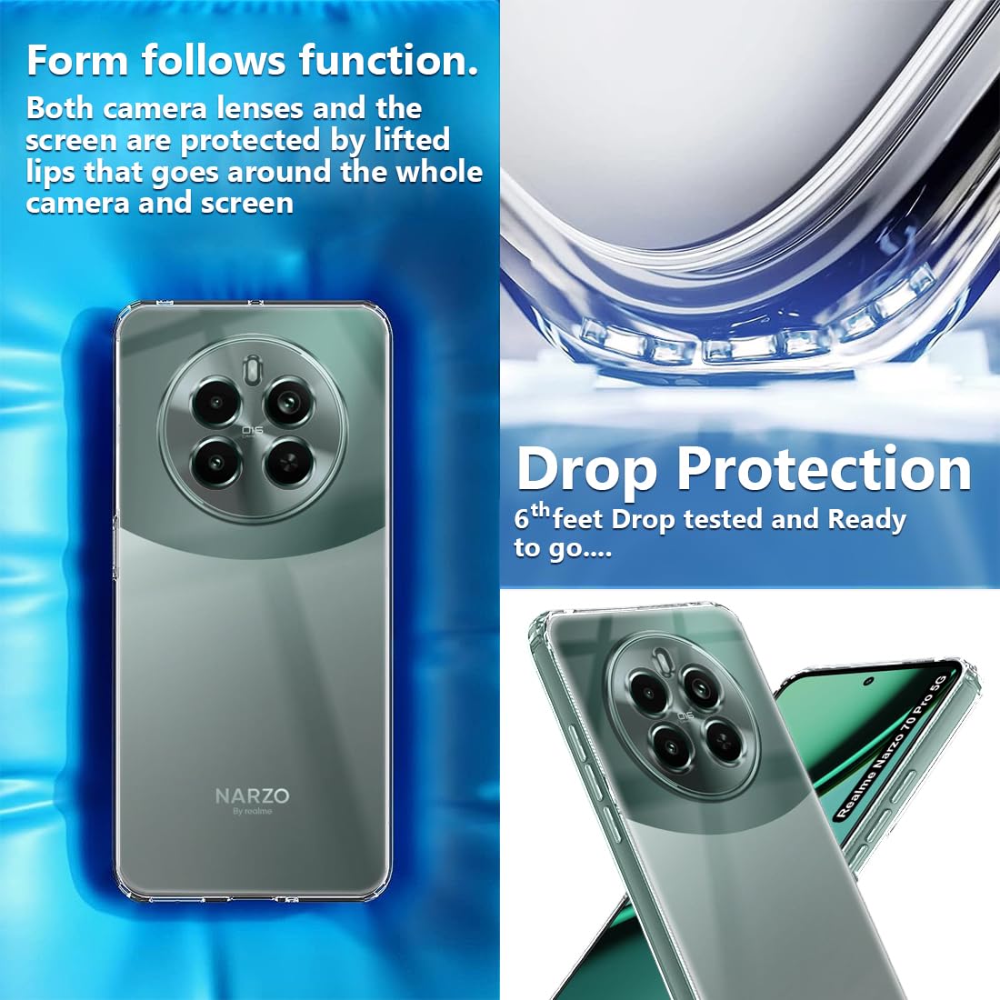 Fashionury Shockproof Crystal Clear Back Cover Case for Realme Narzo 70 Pro 5G | Raised Bumps for Camera & Screen Protection | Transparent Back Cover Case for Realme Narzo 70 Pro 5G Fashionury Shockproof Crystal Clear Back Cover Case for Realme Narzo 70 Pro 5G | Raised Bumps for Camera & Screen Protection | Transparent Back Cover Case for Realme Narzo 70 Pro 5G