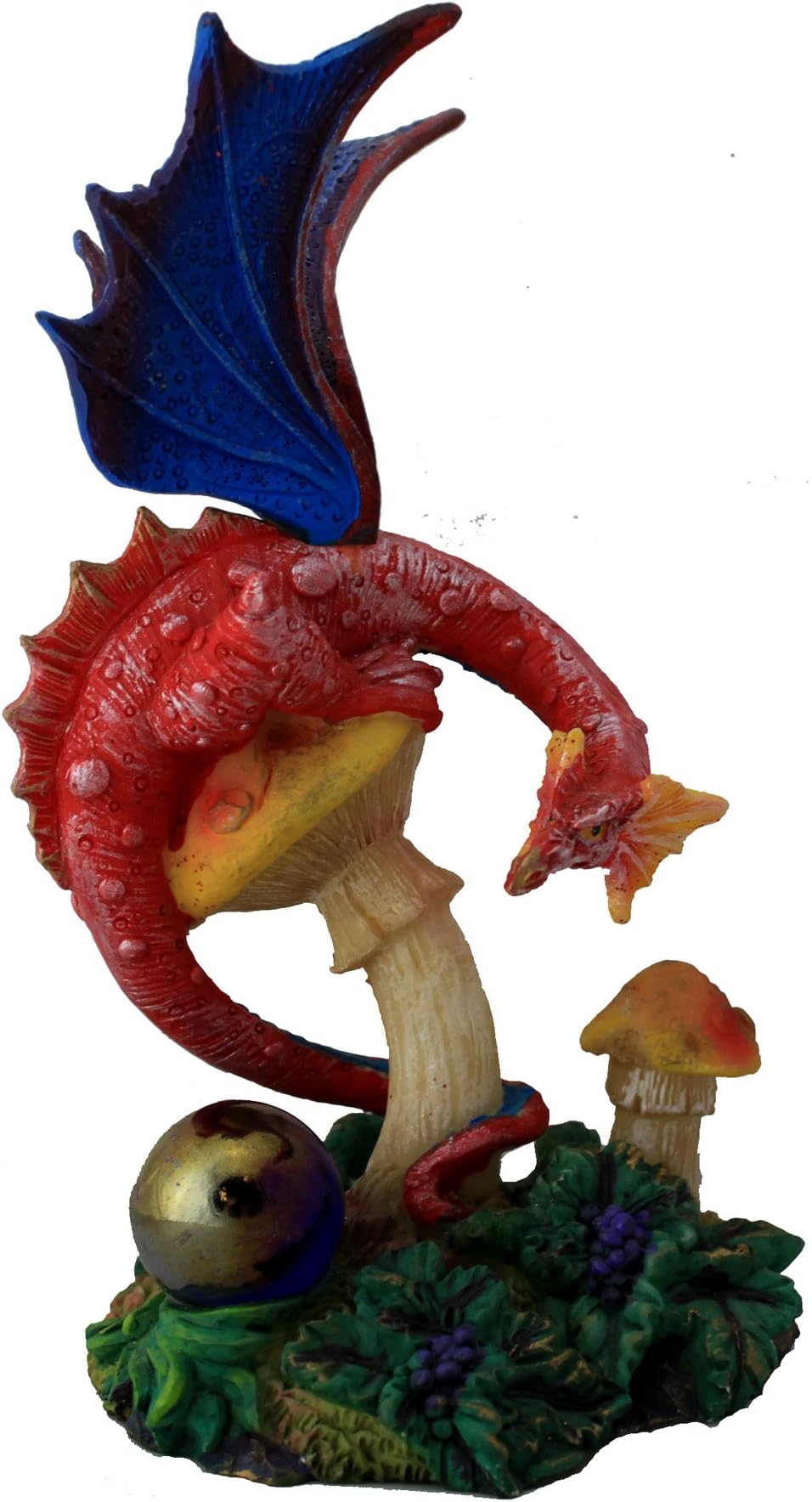 Red Dragon Perched on Mushrooms