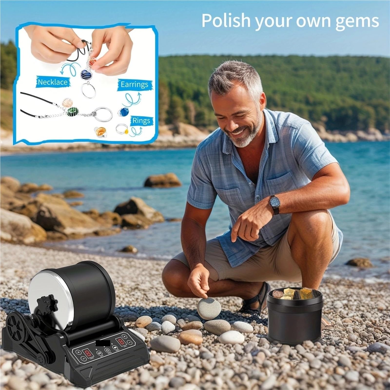 1 szt. Elektryczna maszyna do polerowania kamieni, maszyna do szlifowania kamieni, zestaw do toczenia kamieni, zestaw do szlifowania kamieni