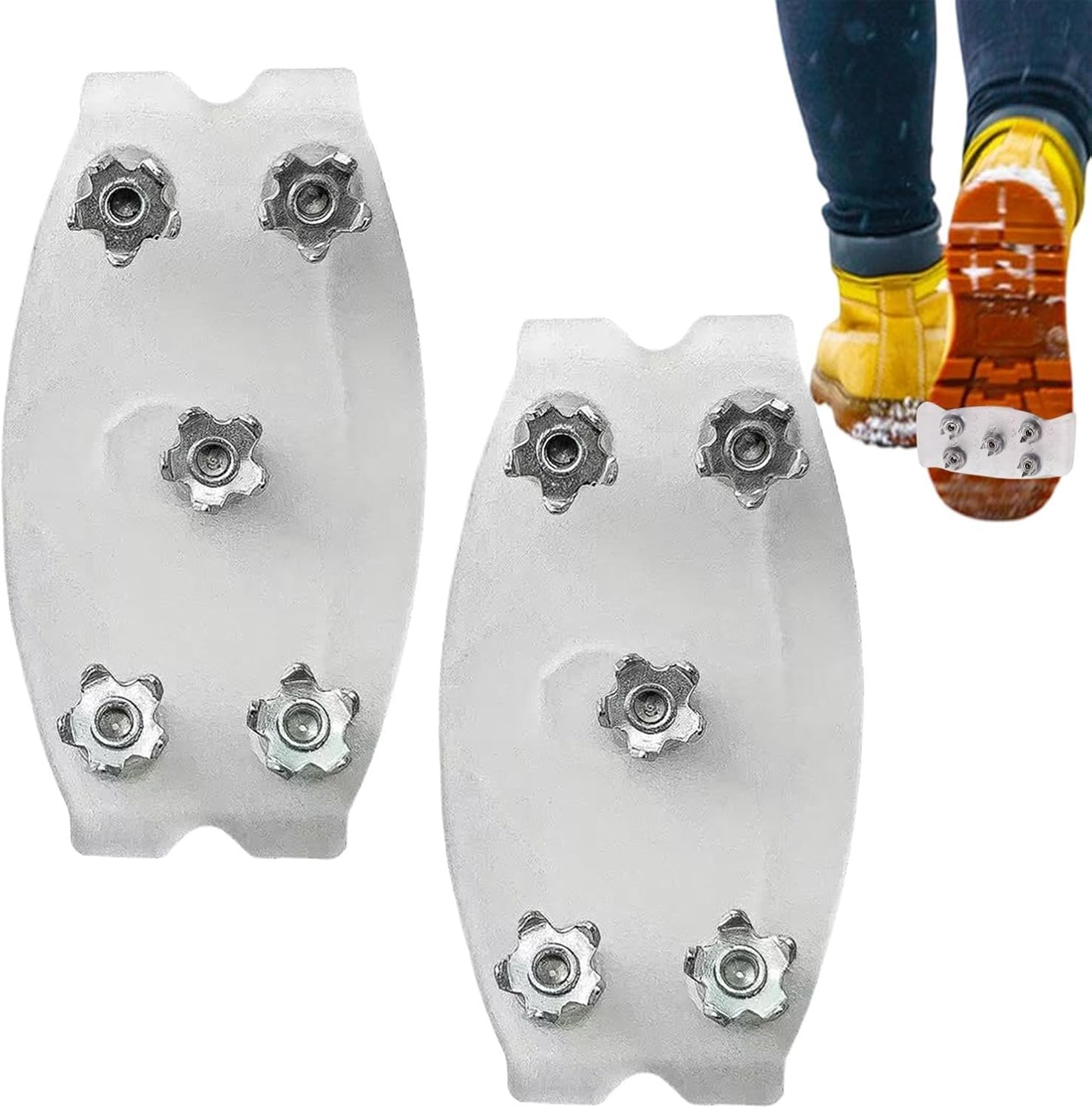 Snow Cleats, Clear Anti-Slip Footwear Claws, TPE Shoe Ice and Snow Grips for Men, Women, Beginner, Walking, Hiking, Climbing, Golf, Fishing, 11cm