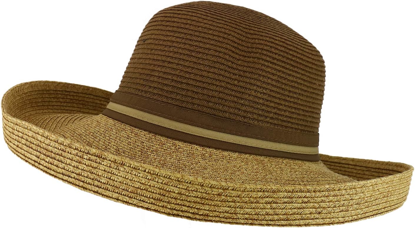 Trendy Apparel Shop UPF 50+ Women's Kettle Tweed Brim Paper Braid Sun Hat