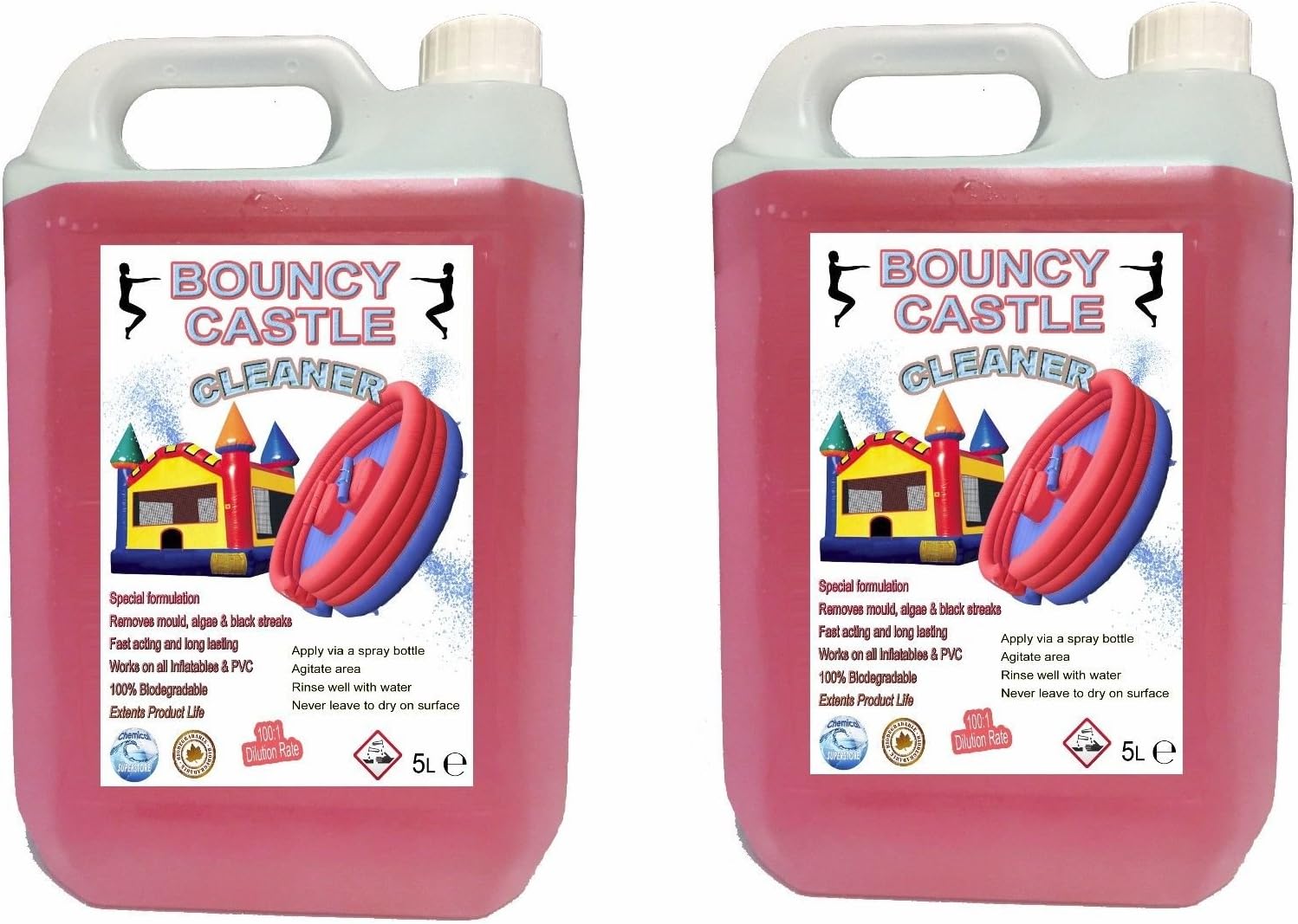 2 pack - 5 LITRE HEAVY DUTY BOUNCY CASTLE, INFLATABLE CLEANER DEGREASER