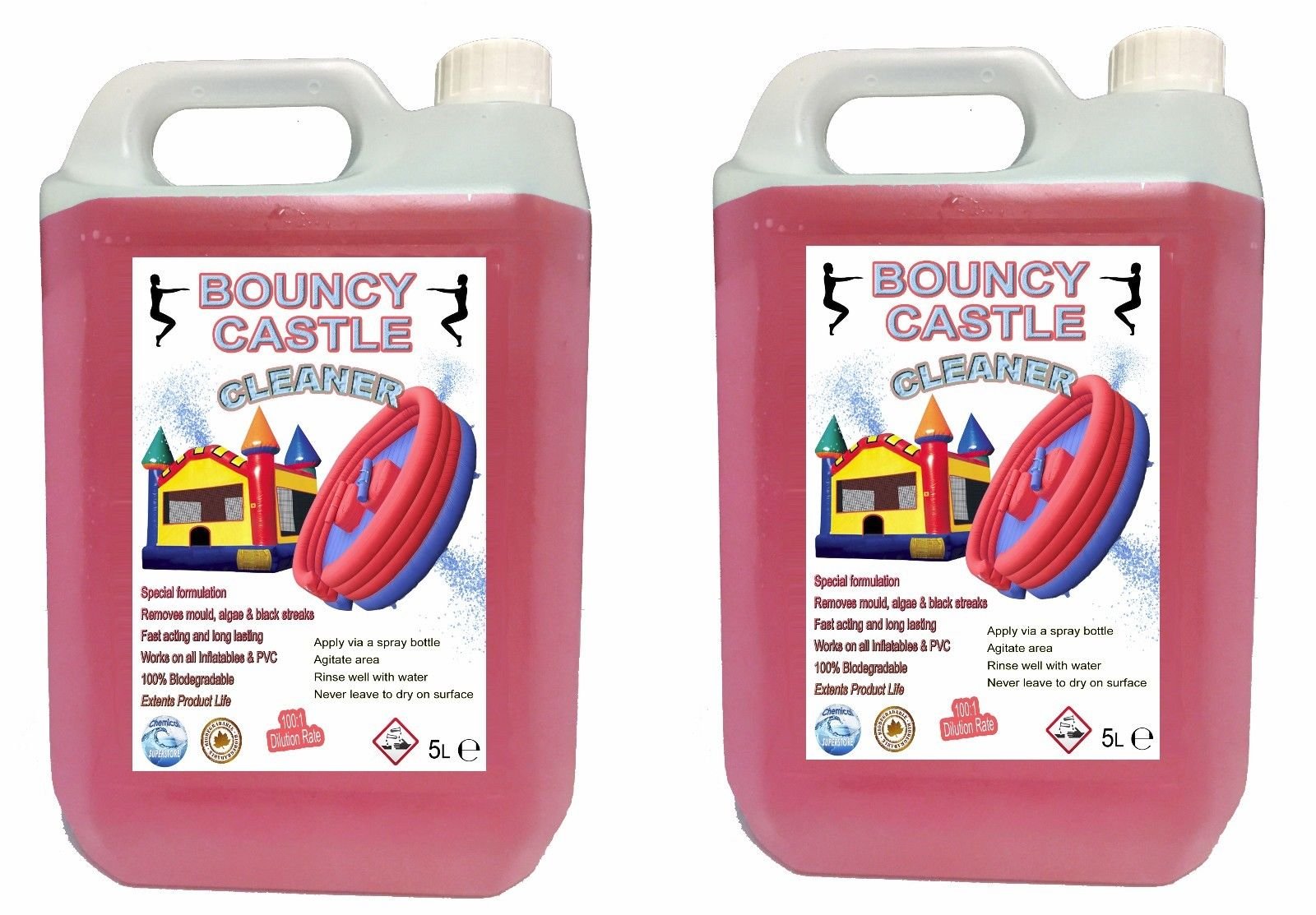 2 pack - 5 LITRE HEAVY DUTY BOUNCY CASTLE, INFLATABLE CLEANER DEGREASER