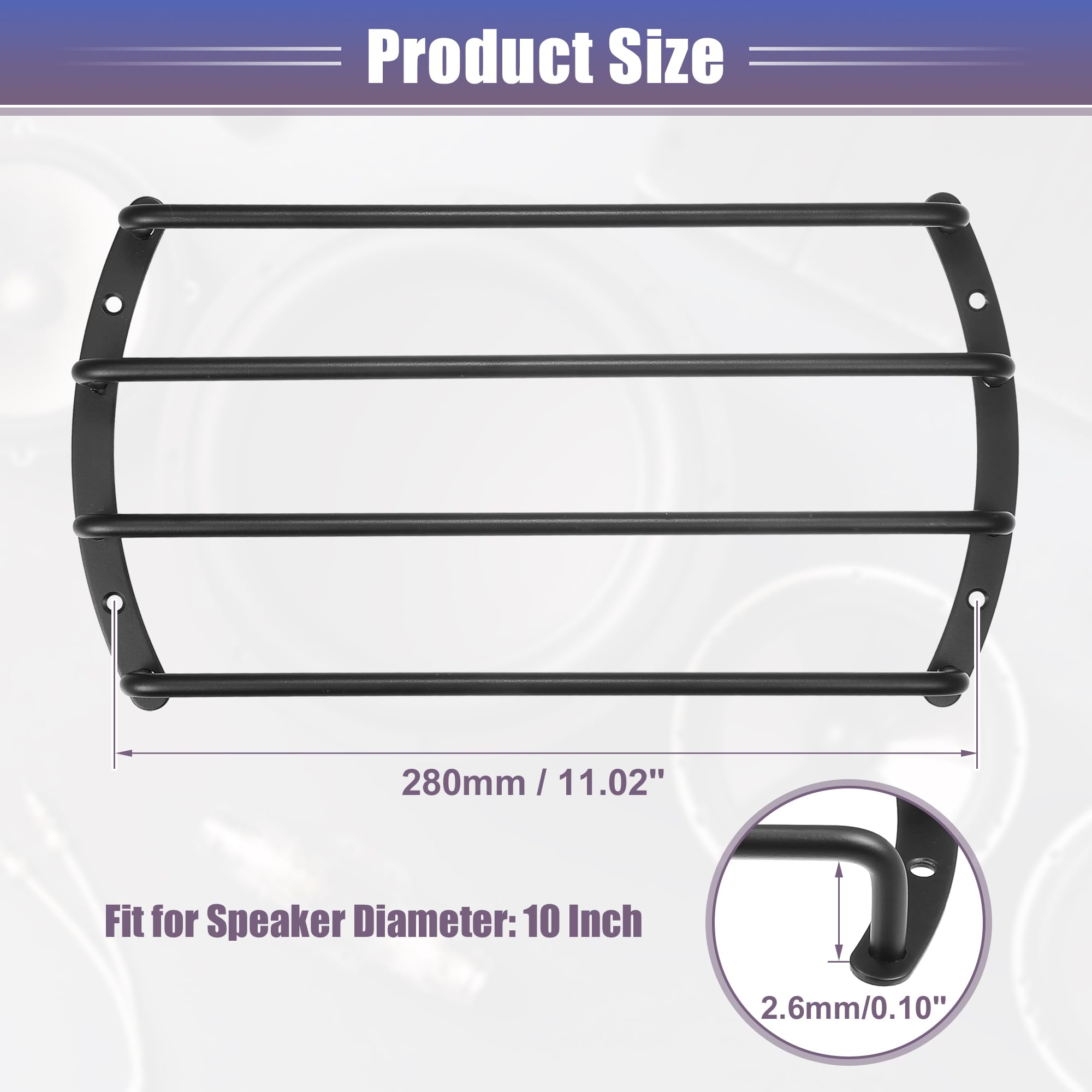 Unique Bargains Universal Iron Black 8" Speaker Grill Bar Audio Speaker Subwoofer Grill Grille 8 Inch 4 Bar 2 Set - View #2