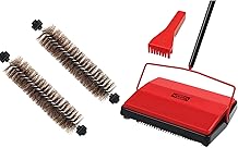 JEHONN Carpet Floor Sweeper Manual with Horsehair,2 Packs Carpet Floor Sweeper Replacement Horsehair Brush