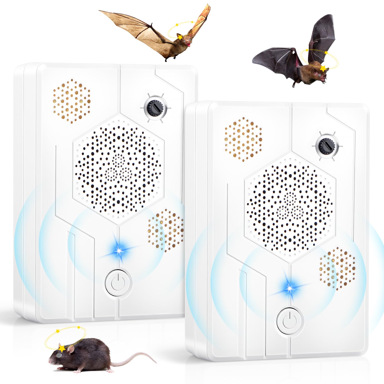Photo 1 of 2026 Upgraded Ultrasonic Bat Repellent Devices 6 Mode Battery Operated Bat Deterrent for Attic, Porch & House Humane Bat Exclusion Device & Removal Solution Safe Indoor Outdoor Bats Repeller,2 Pack