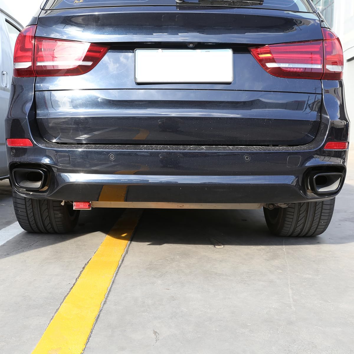 Tailpipe Exhaust Muffler Tail Pipe Cover Trim Decal Exterior Accessories Compatible with BMW X5 F15 2014-2018 X6 F16 2015-2019 (M Sports Version,Black)