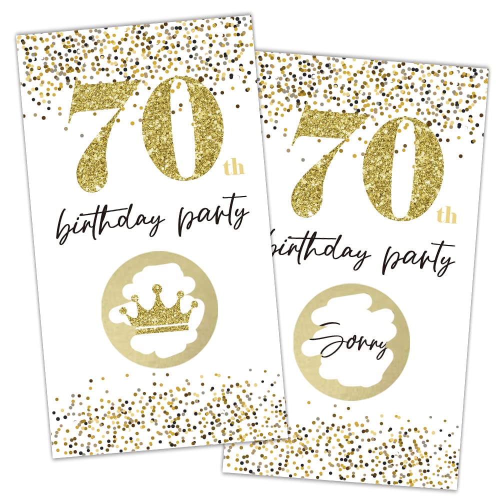 REWIDPARTY White Gold 70th Birthday Party Scratch Off Game Cards（32 PCS）Happy 70th Birthday Party Scratch Cards Cheers to 70 Years Party Supplies
