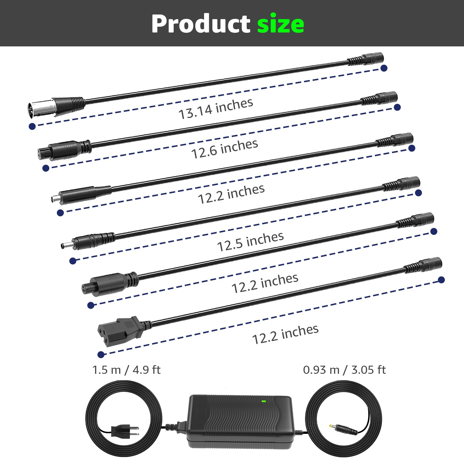 Cargador de batería de litio de 48 V, 54,6 V, 2 A, repuesto para Jetson, Gotrax, Razor, Ninebot, Segway, Swagtron, Hiboy, con 6 enchufes