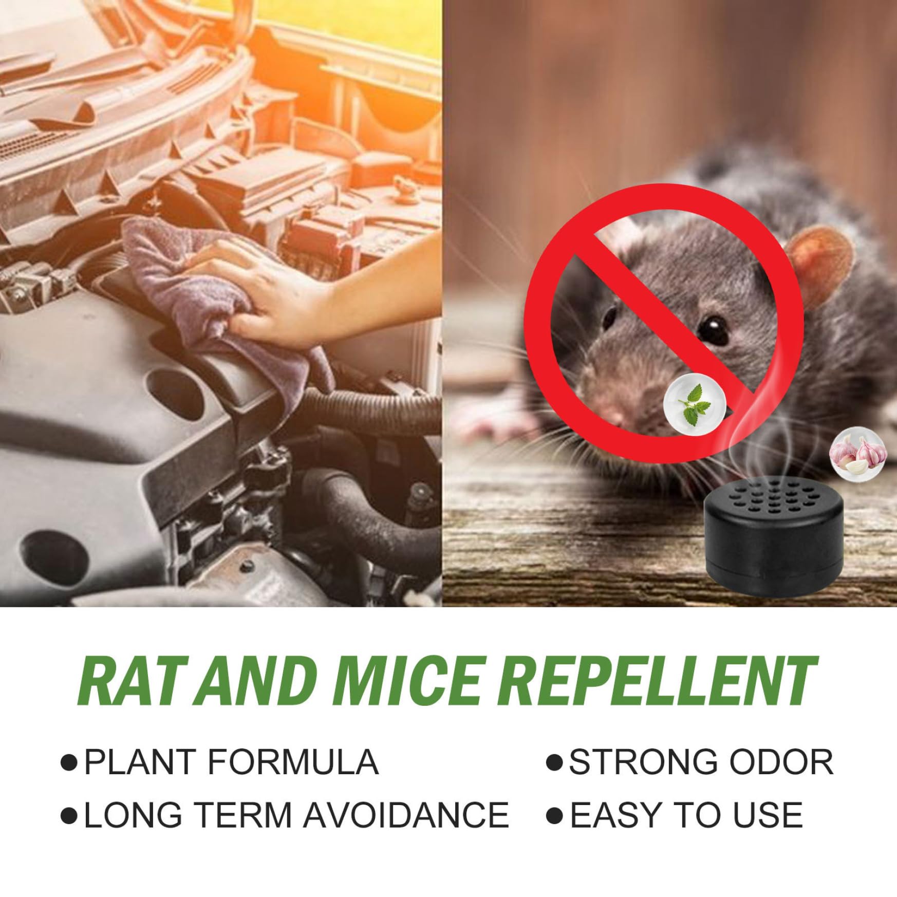8Pcs Mice Rodent Repellent, Natural Peppermint Oil Mouse Repellent, Effective Rodent for Car Engine Cabinet Indoor Outdoor Garage, Safe for Pets and Family — view 5