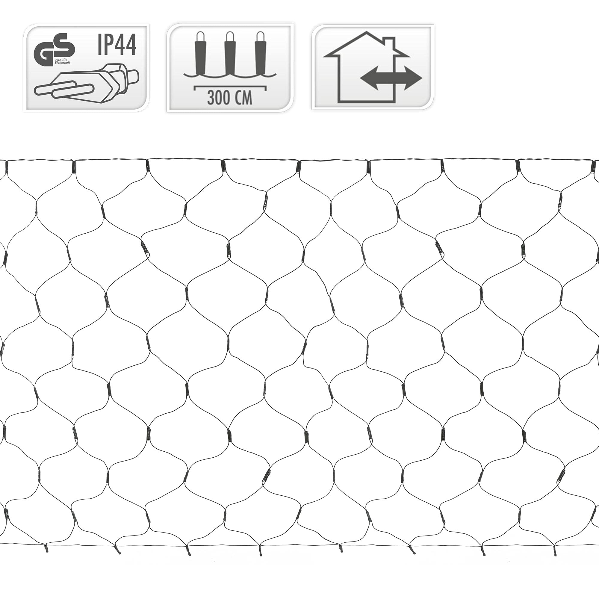 ECD Germany LED siatka swietlna kurtyna swietlna lancuch swiateczny cieply bialy 320 LED 1,5 x 3,0 m do uzytku wewnetrznego i zewnetrznego IP44, oswietlenie swiateczne lancuch swietlny na choinke