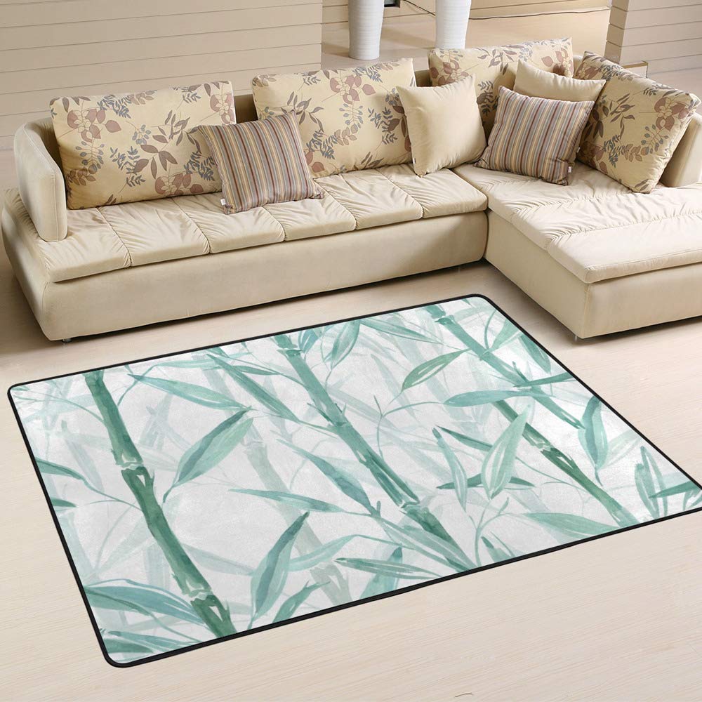 Tapis vert botanique Ruchen en fibres durables pour salle à manger