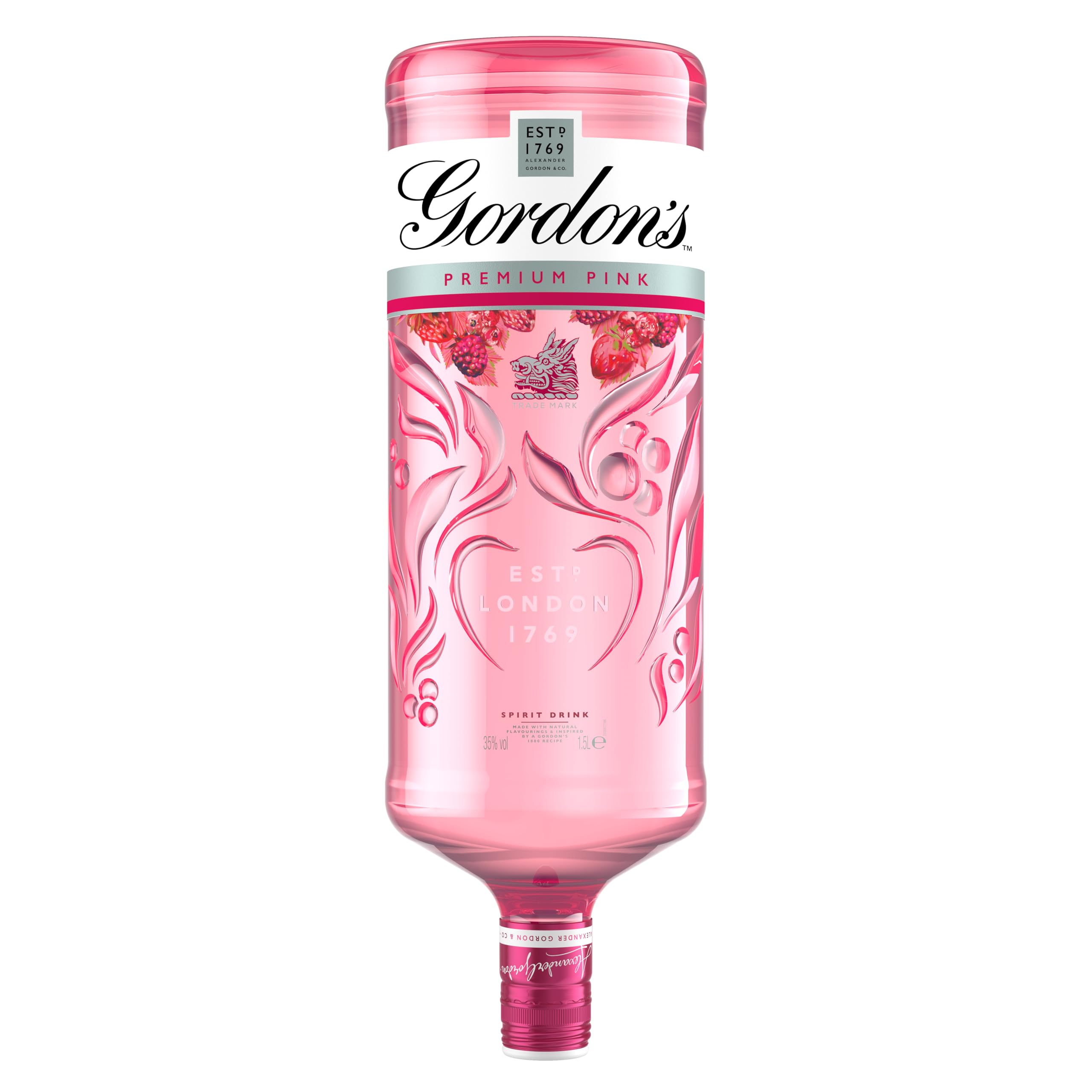 Gordon'sPremium Pink Distilled Gin | 35% vol | 1.5L | Juniper Taste with Flavours of Raspberry | Strawberry & Redcurrant | Light & Refreshing