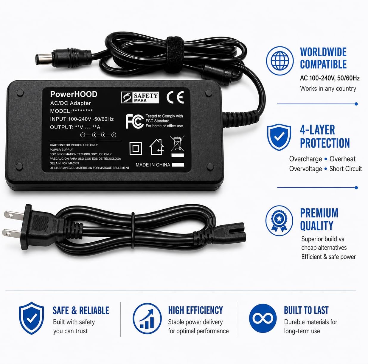19V AC/DC Adapter for LG 27GR83Q 32UN650 34SR60QC 34SR65QC 34U530A 34BA450 image 2