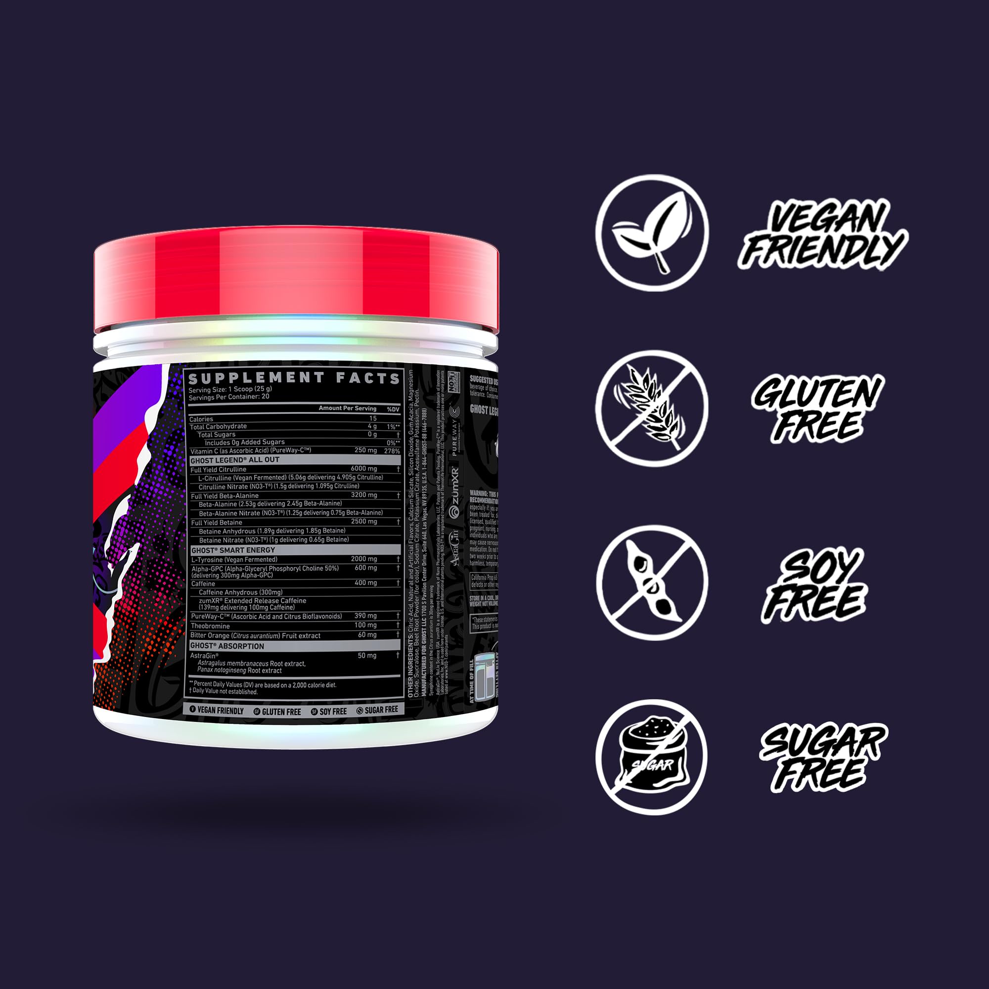 GHOST Legend All Out Pre-Workout Powder, Cherry Limeade, 20 Servings — Amazon image 4