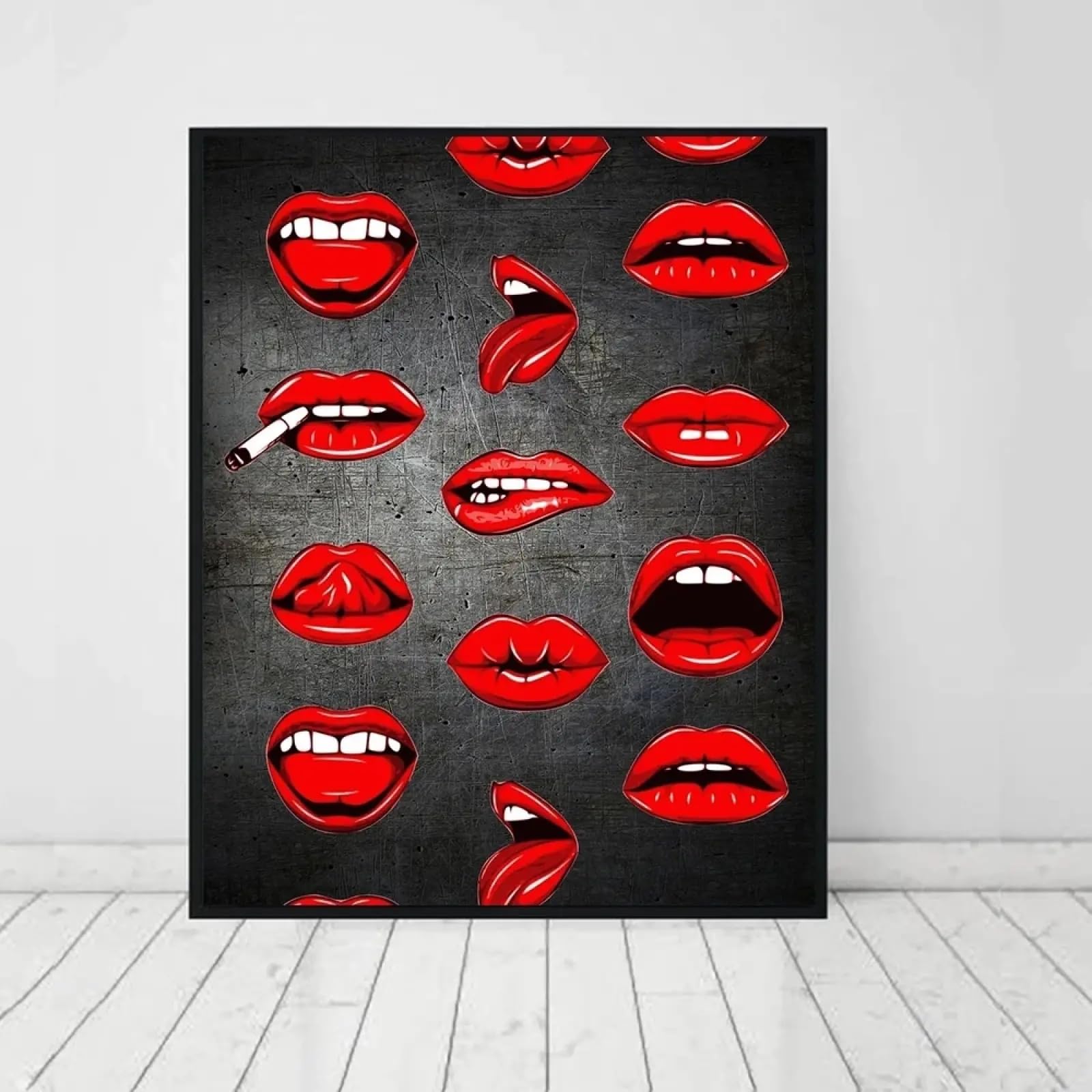 Tableau poster lèvres rouges déco murale grand format cadre 80x120 - 8