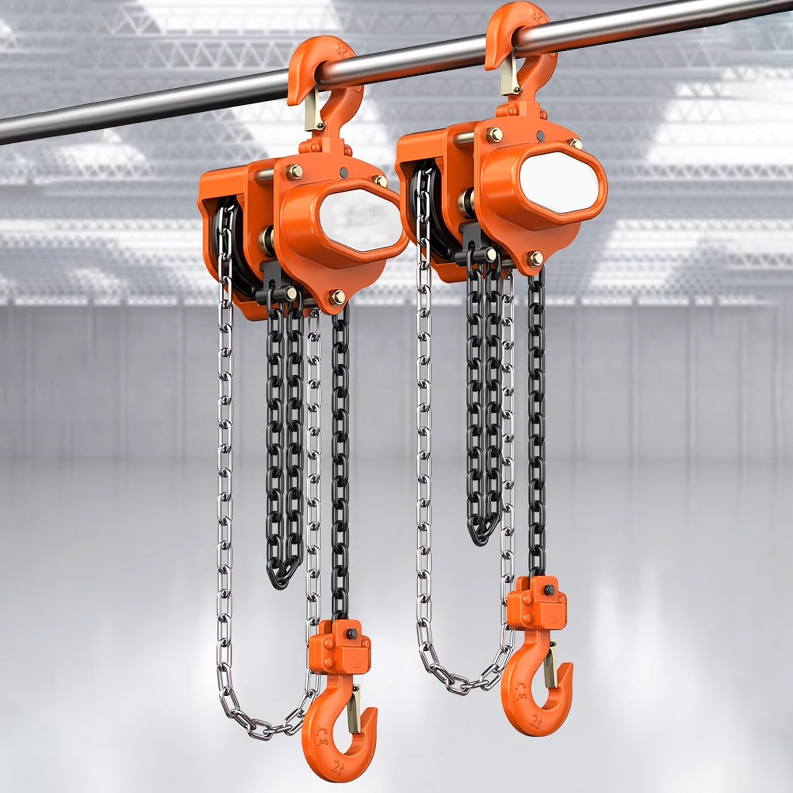 Robuster 1T/2T manueller Kettenzug – verzinkte Haken und Kette, 3 m Hebewerkzeug für Garage, Werkstatt, industrielle Anwendungen, langlebig und zuverlässig