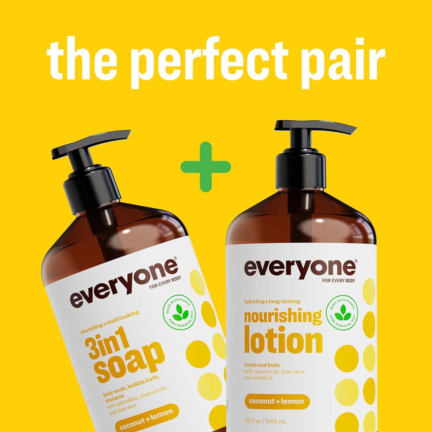 Everyone 3-in-1 Soap, Body Wash, Bubble Bath, Shampoo, 32 Ounce (Pack of 2), Coconut and Lemon, made with Essential Oils for Men and Women - Image 6
