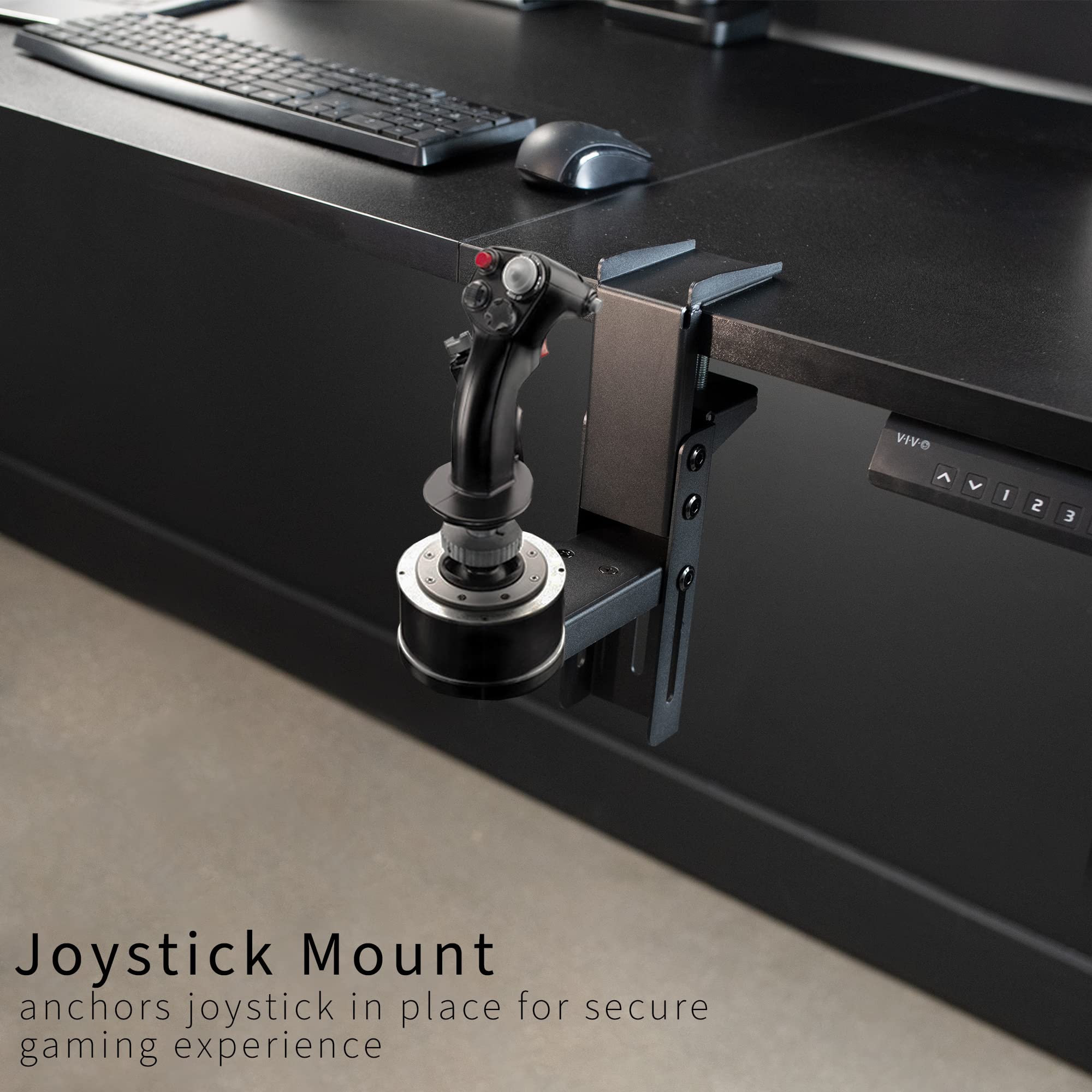VIVO Joystick et support d'accélérateur à pince en acier conçu uniquement pour le système Thrustmaster Hotas Warthog Dual Throttle pour Windows, se fixe à des bureaux jusqu'à 5,8 cm d'épaisseur, noir,
