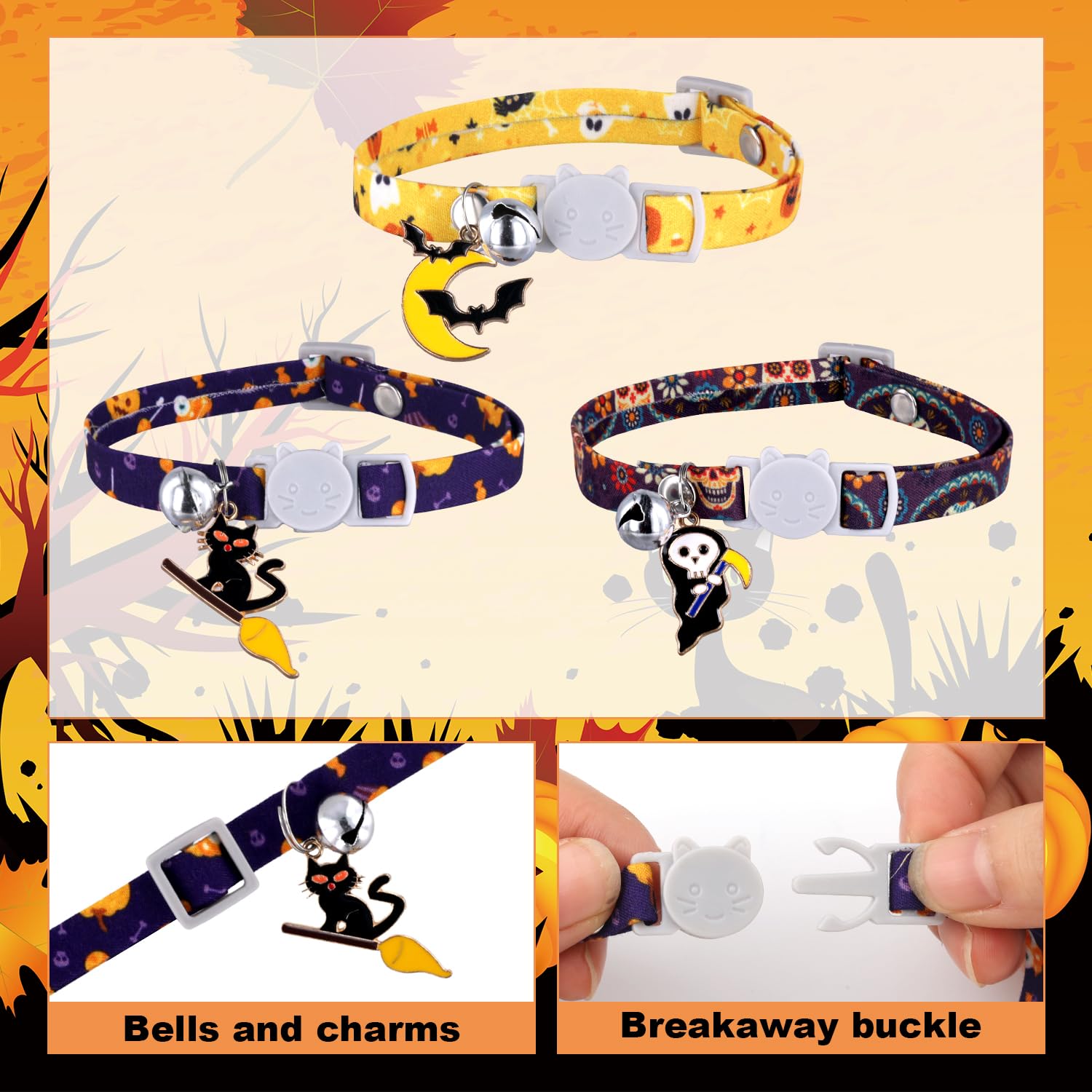 3pcs Halloween Cat Collar - Image 4