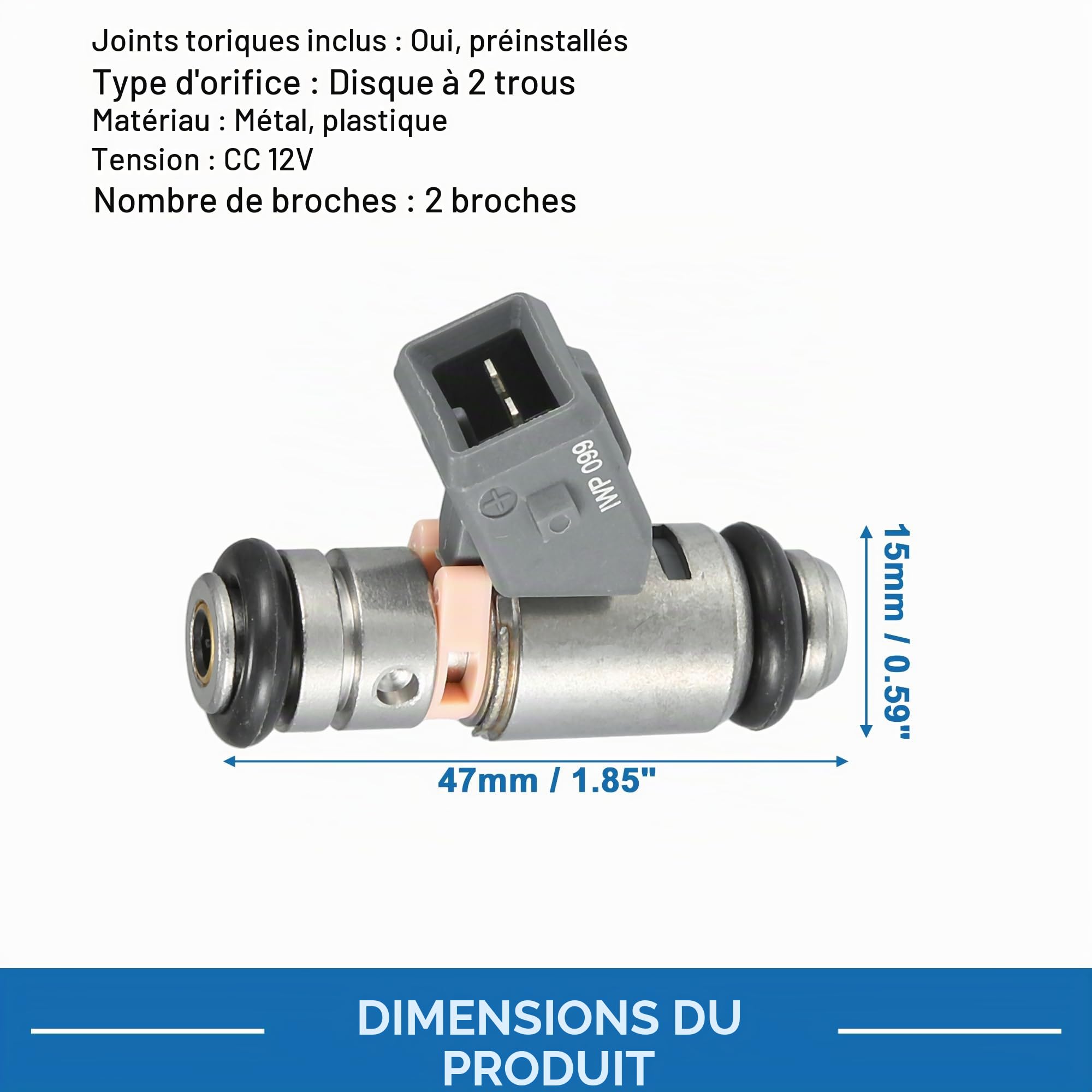 A ABSOPRO Injecteur De Carburant Pour RENAULT Twingo 01-07 4 Pcs | OE:8200025248, Gris, Métal/Plastique, 47x15mm, 12V, 2 Broches/2 Trous, Pour Renault Kangoo 02-07, Clio II 01-16