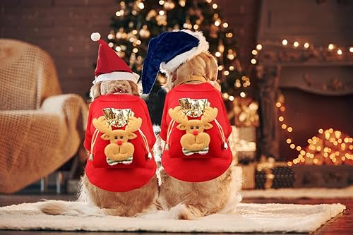 Miniatura 4 de Disfraz de Navidad para perro, traje rojo de Navidad con accesorios de bolsa de alce, juego de ropa ajustable para gatos de Navidad, tela de disfraz