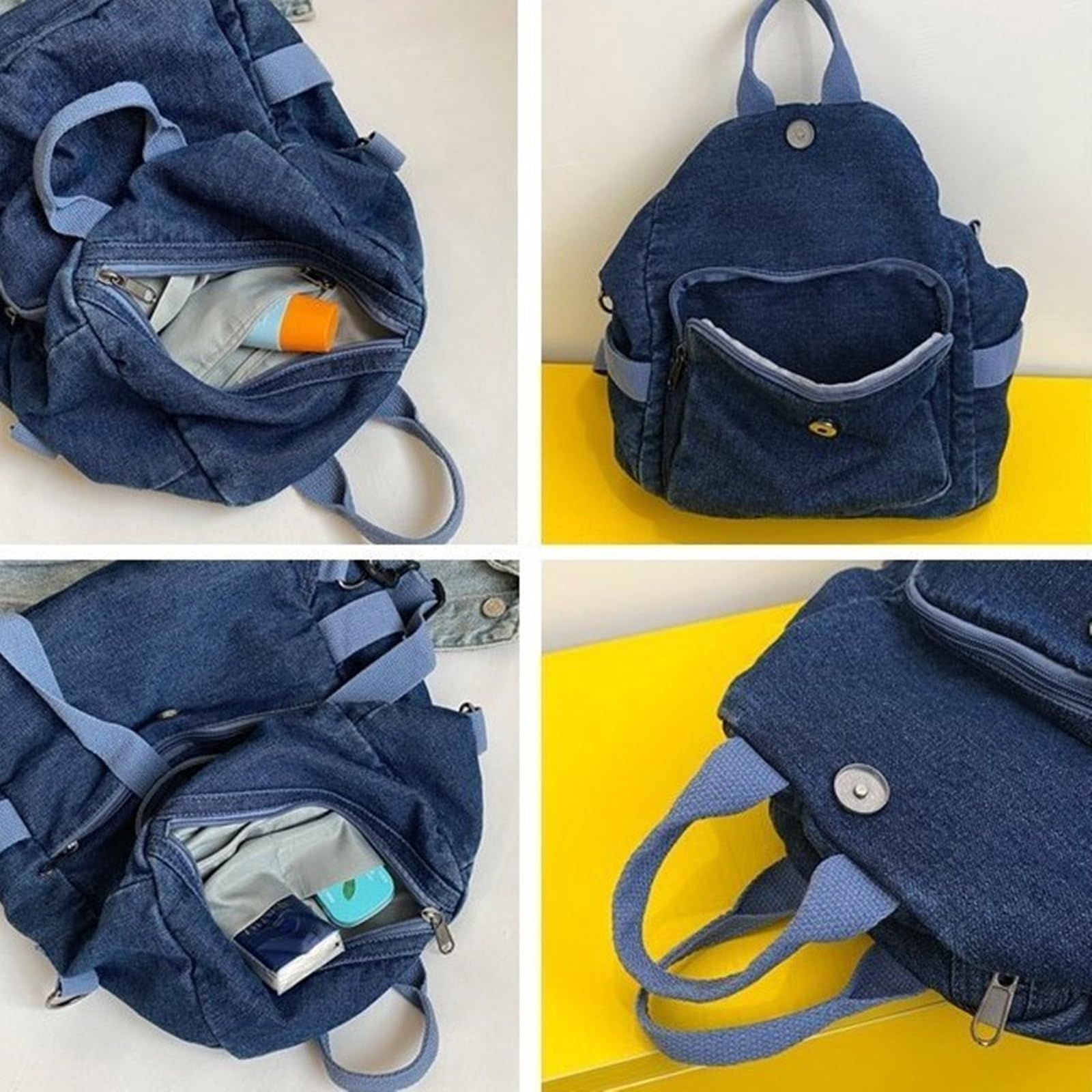 Trendy Denims Zaino per computer portatile per donne uomini borsa da scuola compatta con tasche multiple regolabile Crossbody borsa a tracolla multi scomparto zaino, Azzurro