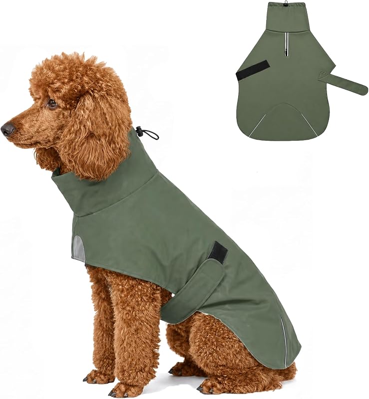 Capa de chuva para cães em PU, sem abertura para as patas SKIPGEAR Verde-oliva X-Large